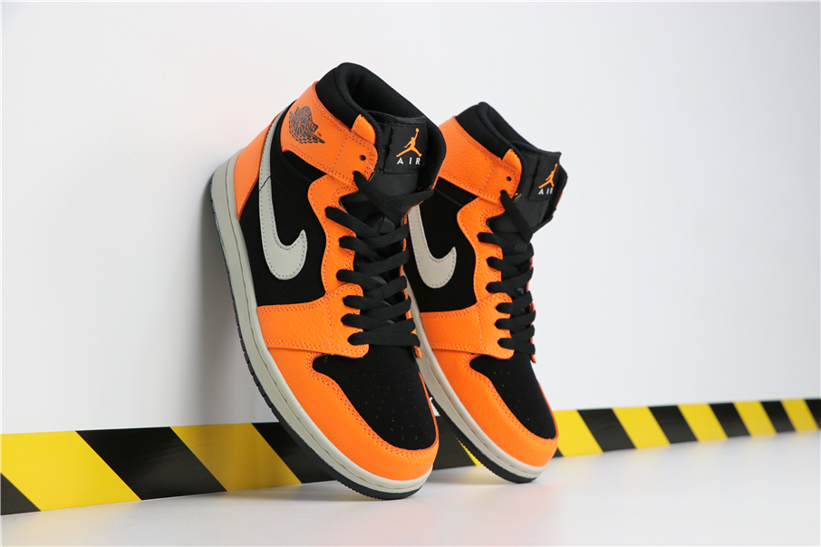 Air Jordan 1 MID Orange Black Shoes - Click Image to Close